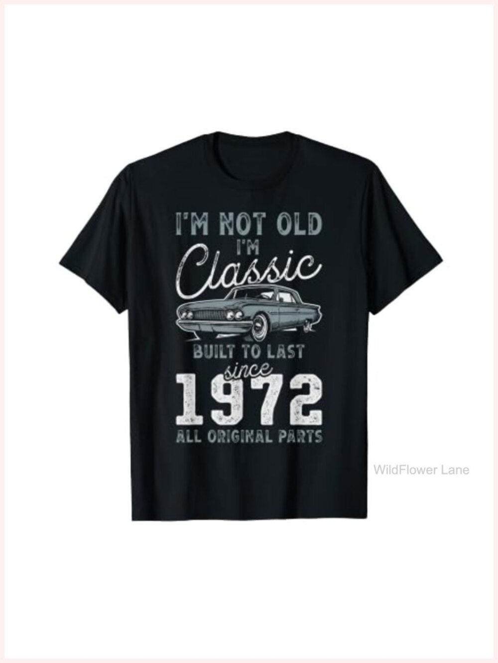 54th Birthday Classic Car T-Shirt Short Sleeve Novelty Tee Gift